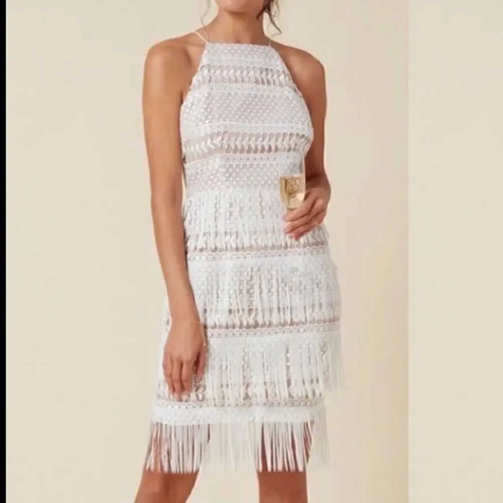 Aidan Mattox
Crochet High-Neck Sheath Dress
